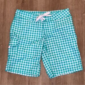 NWT “Kanu Surf” Blue/White Checkered Board Shorts, size 0
